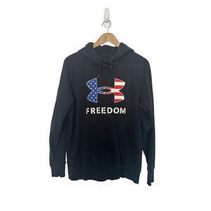 Under Armour Freedom Black Hoodie Sweatshirt Women’s Large Flag Patriotic USA